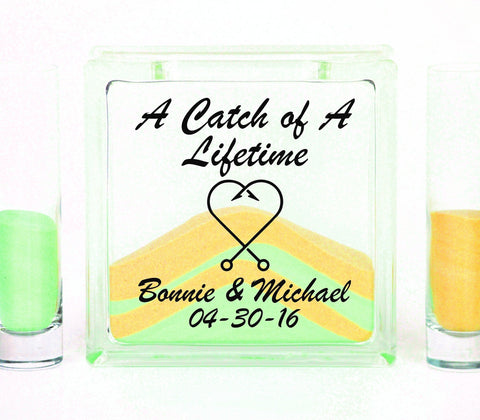 Unity Sand Ceremony Set with Lid - Fisherman Wedding Theme - Sand Included - A Catch of a Lifetime
