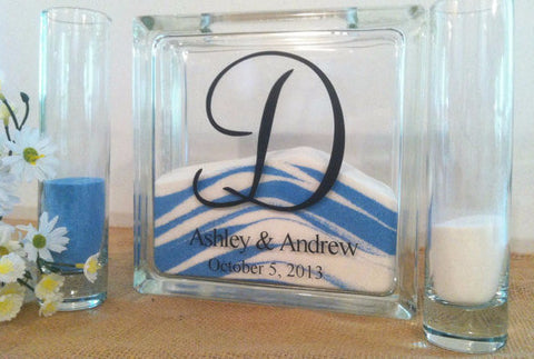 Unity Sand Ceremony Set with Lid - Sand Included - Monogram Letter