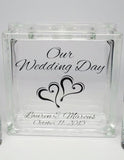 Unity Sand Ceremony Set with Lid - Sand Included - Our Wedding Day with Double Hearts