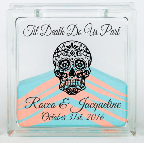 Unity Sand Ceremony Kit with Lid - Halloween or Day of the Dead Wedding Theme - Sugar Skull - Sand Included