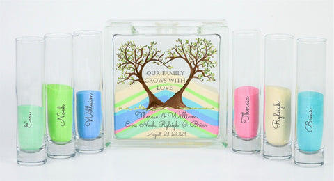 Unity Sand Ceremony Set for Blended Family with Rustic Tree Design
