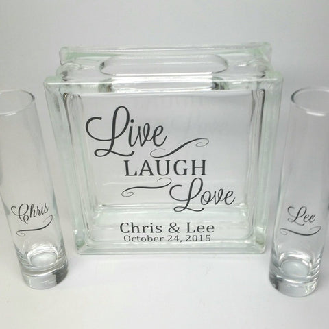 Unity Sand Ceremony Set with Lid - Live, Laugh, Love - Three Pounds of Sand Included