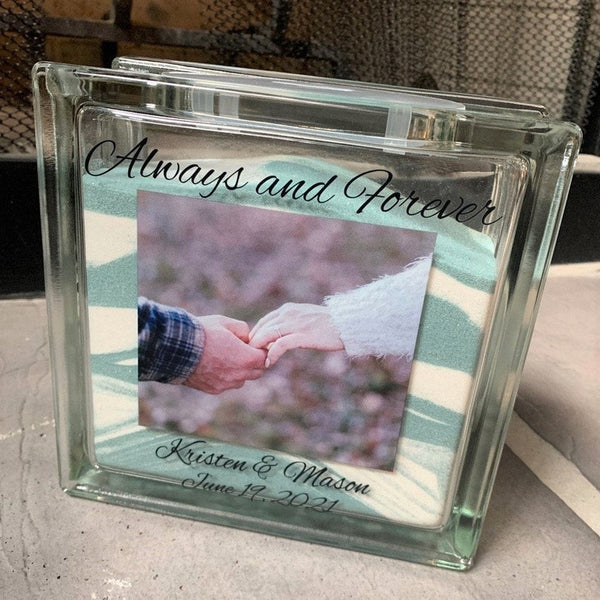 Personalized - Glass Block - Sand Ceremony Set - Happily Ever good After With Castle - 2 pouring vases Etched Glass Engraved Unity Set Disney