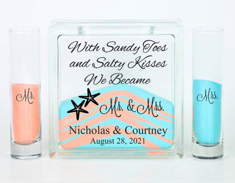 Starfish Themed Wedding Unity Sand Ceremony Set "With Sandy Toes and Salty Kisses We Became Mr. and Mrs."