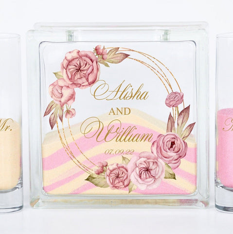Sand Ceremony Glass Vase Kit for Boho, Rustic, Garden, Barn, Church, Beach or Outdoor Wedding, Unity Candle Alternative, Wedding Frame Set
