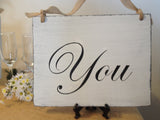 Double Sided, Shabby Cottage Chic Wedding Signs, Photo Props, "Mr. and Mrs." with "Thank You" on the Back