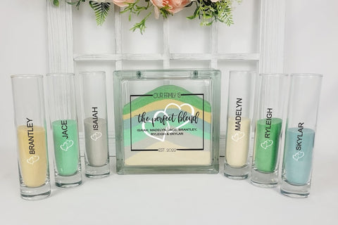 Blended Family Wedding Unity Sand Ceremony Jar with Lid, Unity Candle Alternative, Our Family is the Perfect Blend Sand Set with Sand Included
