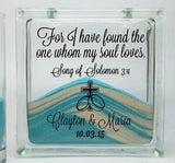Wedding Sand Ceremony Set - "For I have found the one whom my soul loves" Song of Solomon 3:4 - Cross and Rings