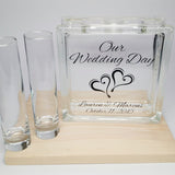 Unity Sand Ceremony Set with Lid - Sand Included - Our Wedding Day with Double Hearts