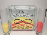 Unity Sand Ceremony Set with Lid - Sand Included - Our Wedding Day with Infinite Love Symbol