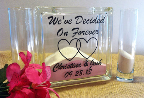 Wedding Unity Sand Ceremony Set - We've Decided on Forever with Interlocking Hearts