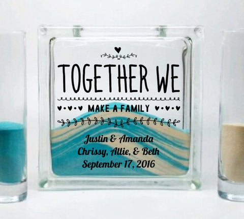 Together We Make a Family Blended Family Unity Sand Set - Handwritten Font - Unity Candle Alternative