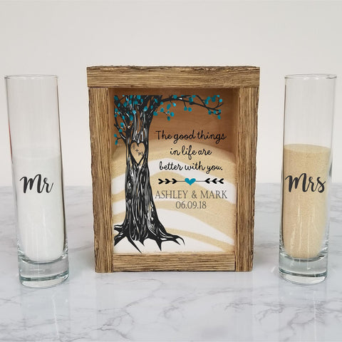 Rustic Barn Wood Unity Sand Ceremony Set with Sand