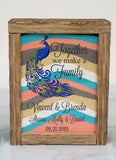 Peacock Themed Sand Ceremony Set for Blended Family, Rustic Wedding Shadow Box Sand Ceremony Set, Unity Candle Alternative, Beach or Outdoor Wedding Decor