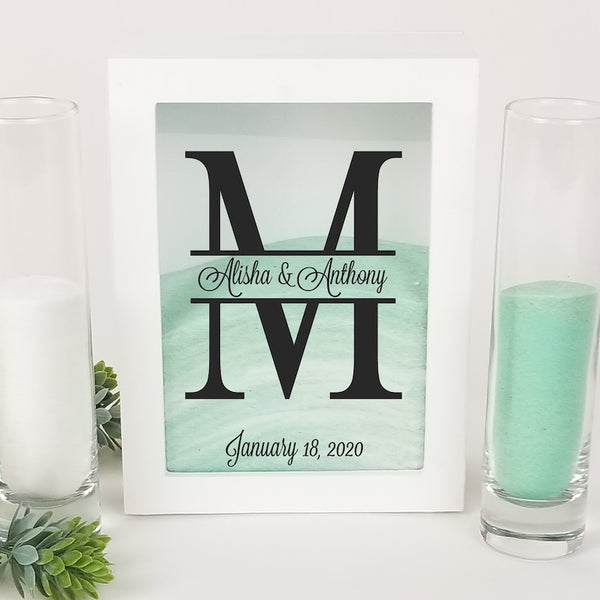 Unity Sand Ceremony Set for Wedding, Split Monogram, Personalized Unit ...