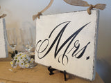 Double Sided, Shabby Cottage Chic Wedding Signs, Photo Props, "Mr. and Mrs." with "Thank You" on the Back